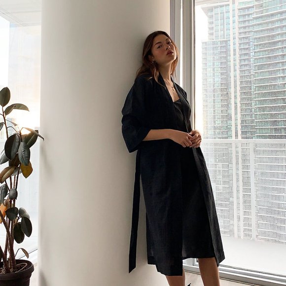 ARITZIA Wilfred Durante Check Jacket Long Jacquard Kimono - Size Large - Picture 4 of 15